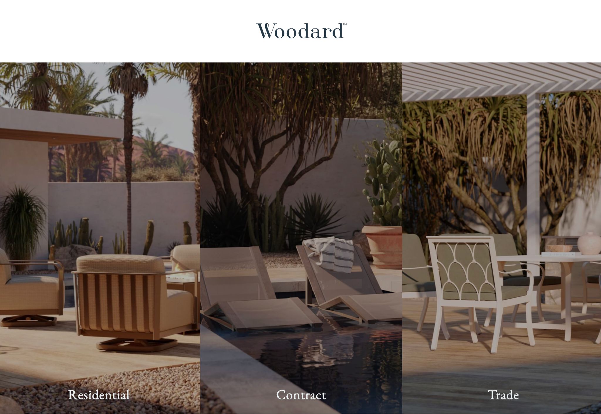 Woodard Furniture website screenshot with luxurious outdoor furniture
